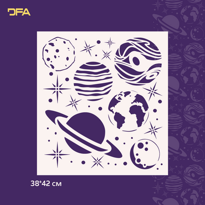 Stencil DFA Planets for plaster and paint 0.3-1mm (X00092)