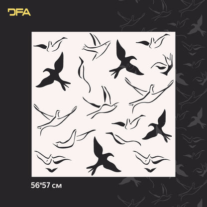 Stencil Birds DFA animals for walls for plaster and paint 0.3-1mm (J00035)