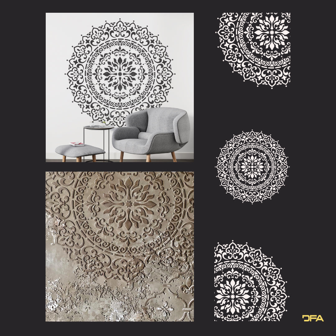 Stencil DFA for decoration Round pattern 6 Mandala plaster and paint 0.3-1mm (C00006)