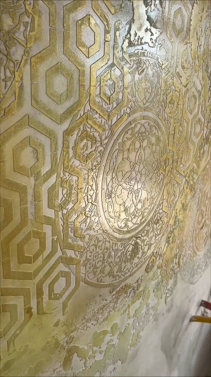 Wall decor stencils DFA (Geometry 25 + Round 14) set for plaster and paint 0.3-1 mm (N00139)
