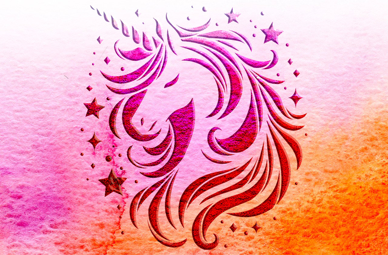 Bright stencil DFA Unicorn for the nursery - easy paint and plaster! 0.3-1 mm (E00072)