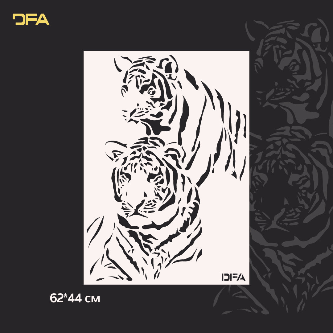 Stencil Tigers DFA animals for walls for plaster and paint 0.3-1 mm (J00054)