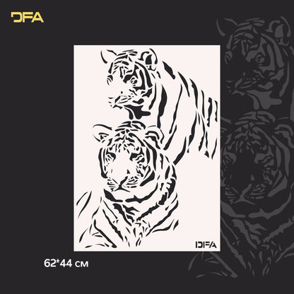 Stencil Tigers DFA animals for walls for plaster and paint 0.3-1 mm (J00054)
