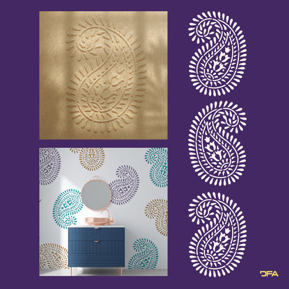 Reusable stencil DFA for decorative plaster and paint Oriental pattern 0.3-1mm (V00063)