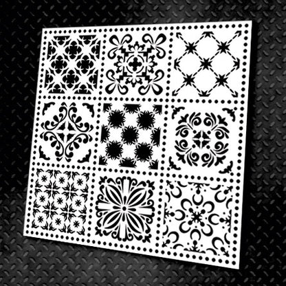 Quality stencil for decoration DFA square pattern, for putty and paint, 0.3-1mm (K00024)