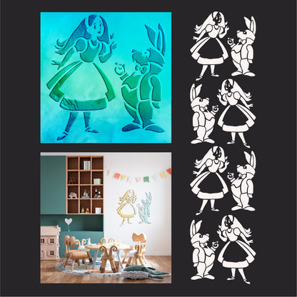 Children's stencil DFA Alice with a rabbit for fairy wall decor 0.3-1 mm (E00071)