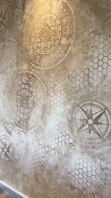 Set for wall decoration DFA (Geometry 31 + Round 14 + Damask 25) for plaster and paint 0.3-1 mm (N00116)