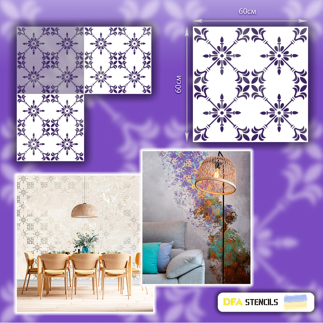 Stencil for decoration DFA square pattern, for putty and paint, 0.3-1mm (K00016)