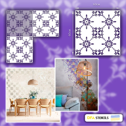 Stencil for decoration DFA square pattern, for putty and paint, 0.3-1mm (K00016)
