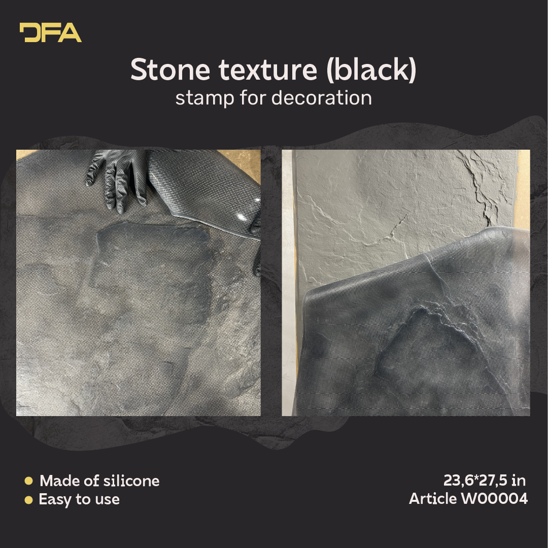 Silicone impression for decoration Stone texture (black) W00004