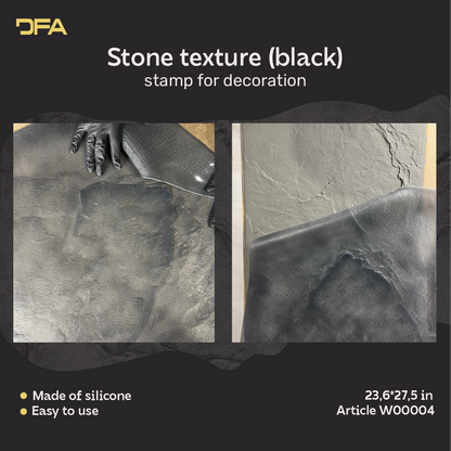 Silicone impression for decoration Stone texture (black) W00004
