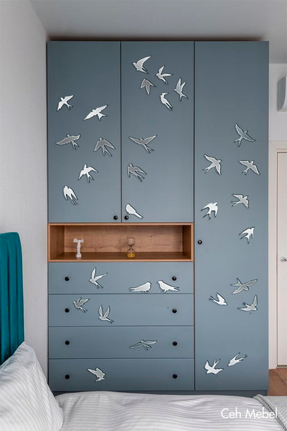 Create your own design: Mirror Birds for unique compositions, 11 pcs/21 pcs/31 pcs, 31 pcs, Gold