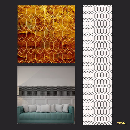 Reusable stencil DFA for decorative plaster and paint Oriental pattern 0.3-1mm (V00054)