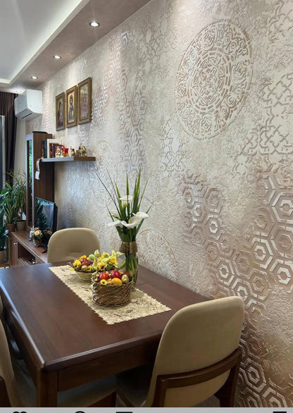 Round patterns - a new aesthetic of decorative plaster with a stencil DFA 0.3-1 mm (С00116)