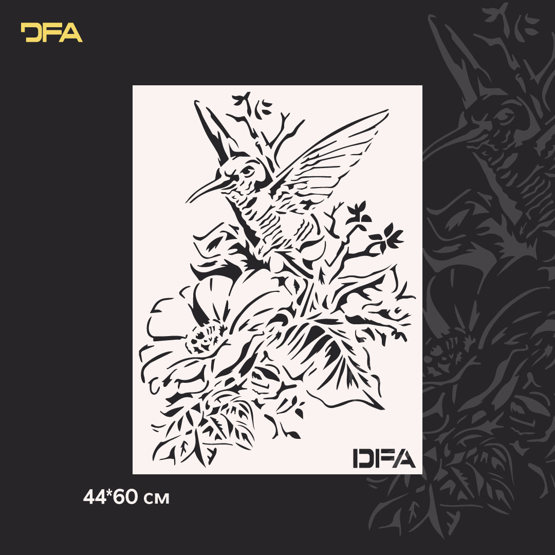 Stencil Bird DFA animals for walls for plaster and paint 0.3-1mm (J00044)