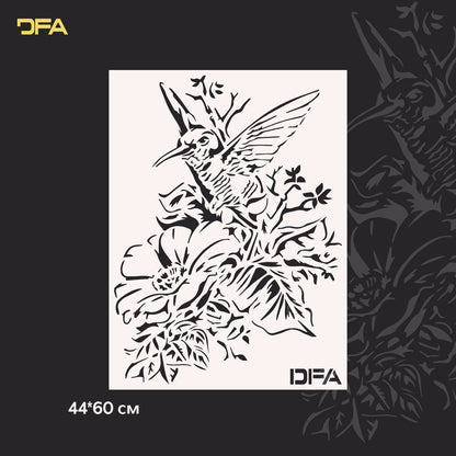 Stencil Bird DFA animals for walls for plaster and paint 0.3-1mm (J00044)