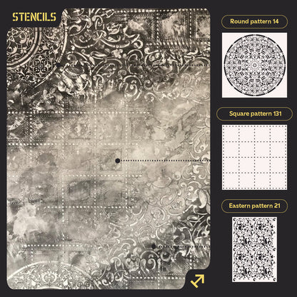 Set of stencils DFA (Round 14 + Square 131 + East 21) for plaster and paint 0.3-1 mm (N00099)