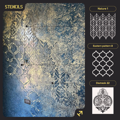 Stencils DFA (Nature 1 + Oriental 8 + Damascus 22) set for plaster and paint 0.3-1 mm (N00068)