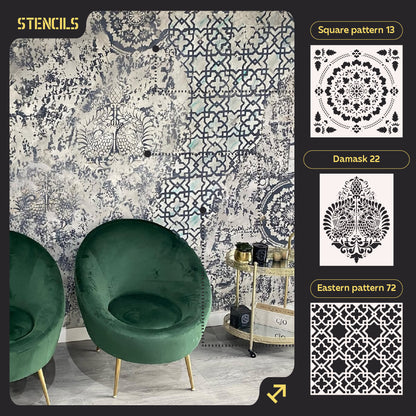 DFA wall decoration set (Square 13 + Damask 22 + Oriental 72) for plaster and paint 0.3-1 mm (N00072)