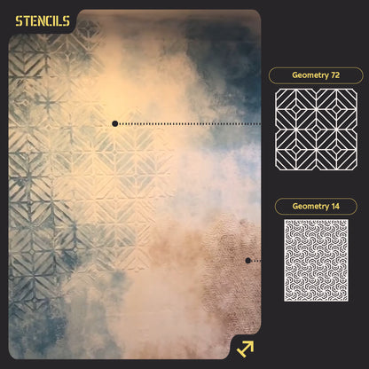 DFA Set of stencils for decoration (Geometry 72 + Geometry 14) for plaster and paint 0.3-1 mm (N00091)