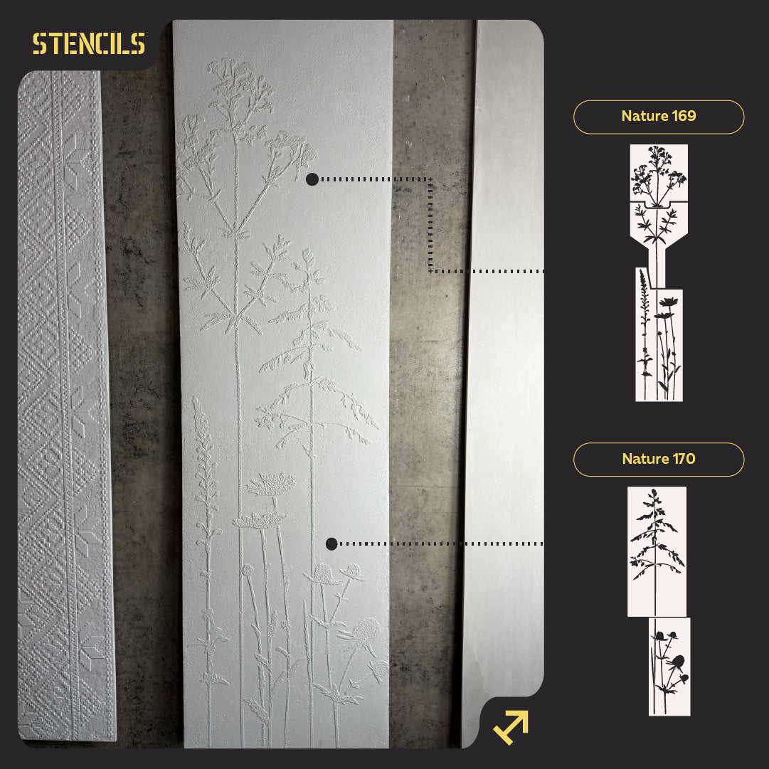 Set of DFA stencils for wall decoration (Nature 169 + Nature 170) for plaster and paint 0.3-1 mm (N00119)