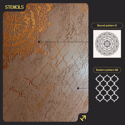 Set of stencils DFA decor for plaster and paint (Round 6 + Eastern 82) 0.3-1 mm (N00093)