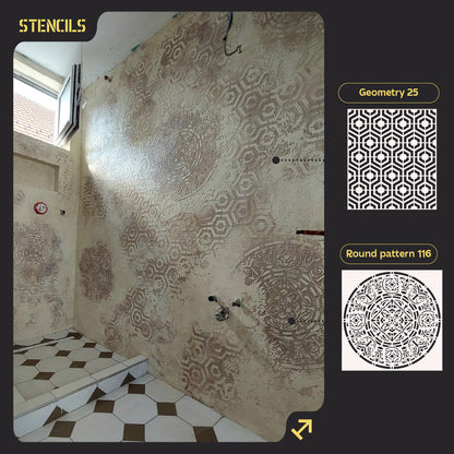 DFA set of 2 stencils Round and Geometric – easily create original decor 0.3-1 mm (N00157)