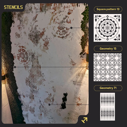DFA Stencil Set 3 pcs. Three Elements of Clarity: Square Pattern and Geometry for Structured Design 0.3-1 mm (N00147)