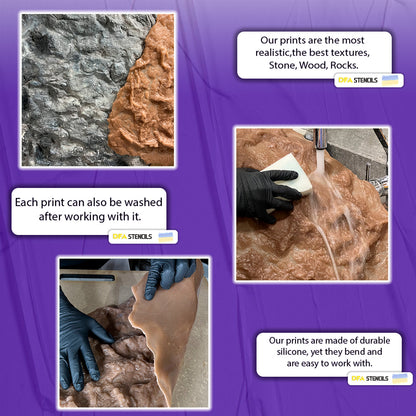 Silicone impression for decoration Stone texture (brown) W00012