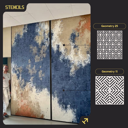 Stencils DFA set for decoration under plaster and paint (Geometry 25 + Geometry 11) 0.3-1 mm (N00084)