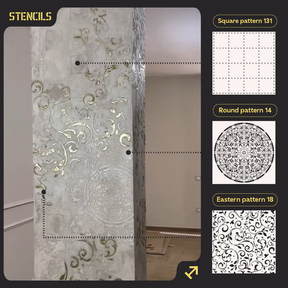 DFA 3-Piece Stencil Set Square, Round and Oriental Patterns: Three Styles for Any Design 0.3-1mm (N00151)