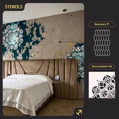 Set for wall decoration under plaster and paint 37 (Geometry 77 + Round pattern 93) 0.3-1 mm (N00037)