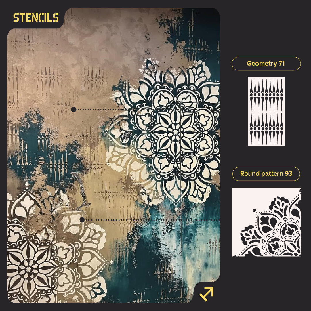 Set for wall decoration under plaster and paint 38 (Geometry 71 + Round pattern 93) 0.3-1 mm (N00038)