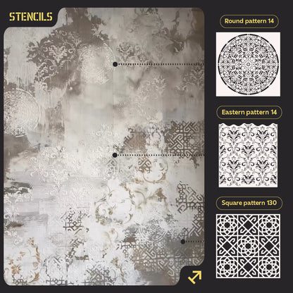 Set of 3 DFA Stencils Square, Circle, East: The Easy Way to Diverse and Professional Design 0.3-1 mm (N00153)