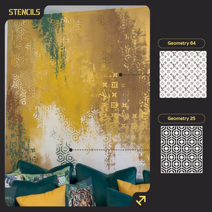 DFA Set of stencils for decoration (Geometry 64 + Geometry 25) for plaster and paint 0.3-1 mm (N00101)
