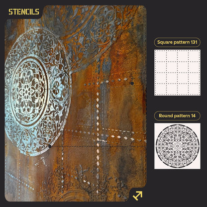 Set of stencils DFA decor for plaster and paint (Square 131 + Round 14) 0.3-1 mm (N00104)
