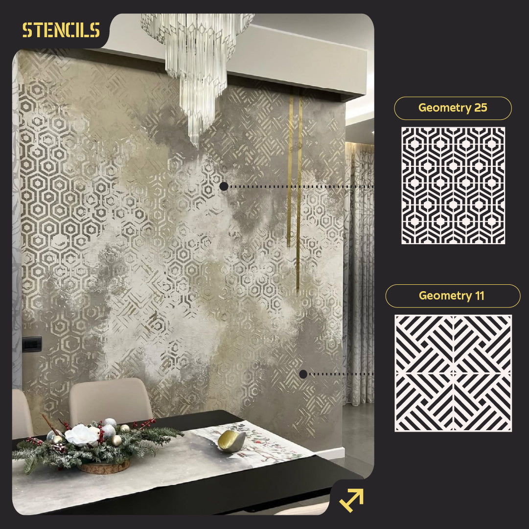 DFA stencils for wall decoration under plaster and paint (Geometry 25 + Geometry 11) 0.3-1 mm (N00080)