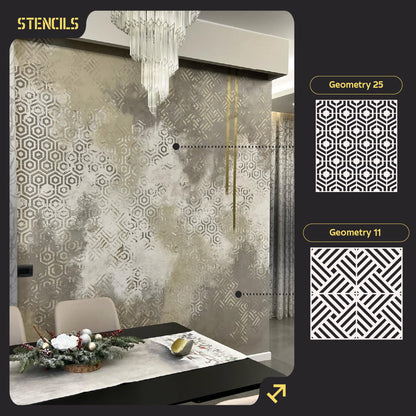 DFA stencils for wall decoration under plaster and paint (Geometry 25 + Geometry 11) 0.3-1 mm (N00080)