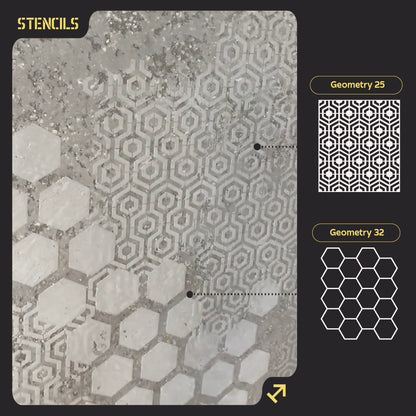 Wall decor with stencils DFA (Geometry 25 + Geometry 32) for plaster and paint 0.3-1 mm (N00133)