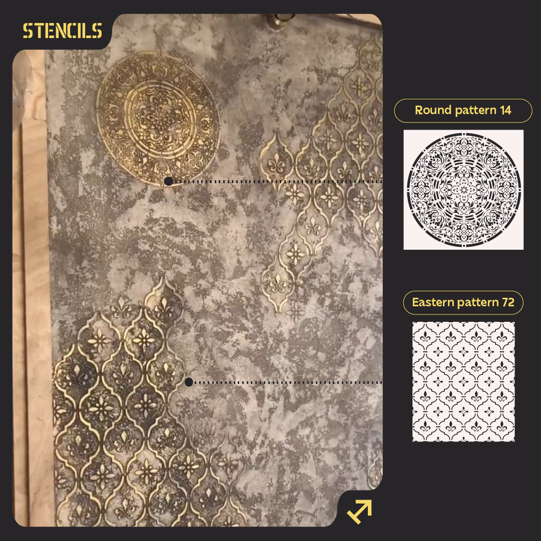 DFA stencils for decoration (Round 14 + Eastern 2) for plaster and paint 0.3-1 mm (N00090)