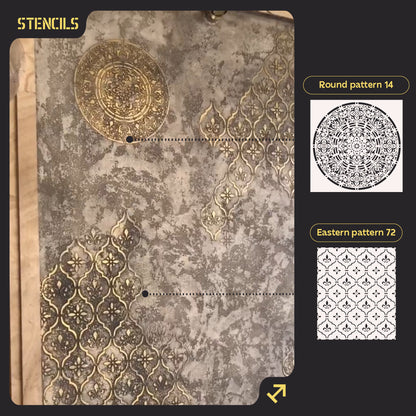 DFA stencils for decoration (Round 14 + Eastern 2) for plaster and paint 0.3-1 mm (N00090)
