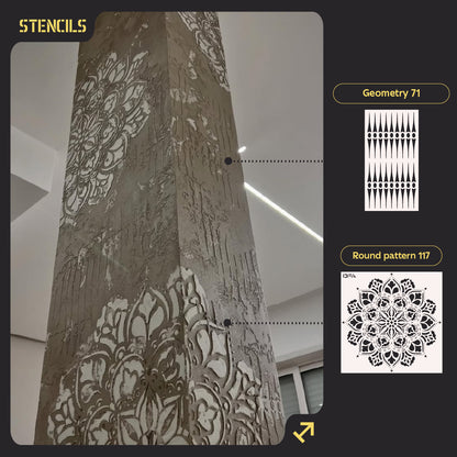 Set for wall decoration DFA (Geometry 71 + Round 117) for plaster and paint 0.3-1 mm (N00086)