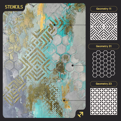 Set of DFA stencils (Geometry 11 + Geometry 31 + Geometry 23) for plaster and paint 0.3-1 mm (N00078)