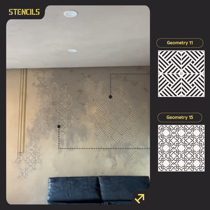 DFA stencils for decoration (Geometry 11 + Geometry 15) for plaster and paint 0.3-1 mm (N00132)