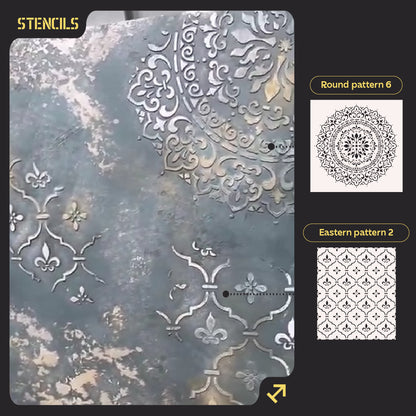 DFA stencils for wall decoration (Round 6 + Eastern 2) for plaster and paint 0.3-1 mm (N00069)