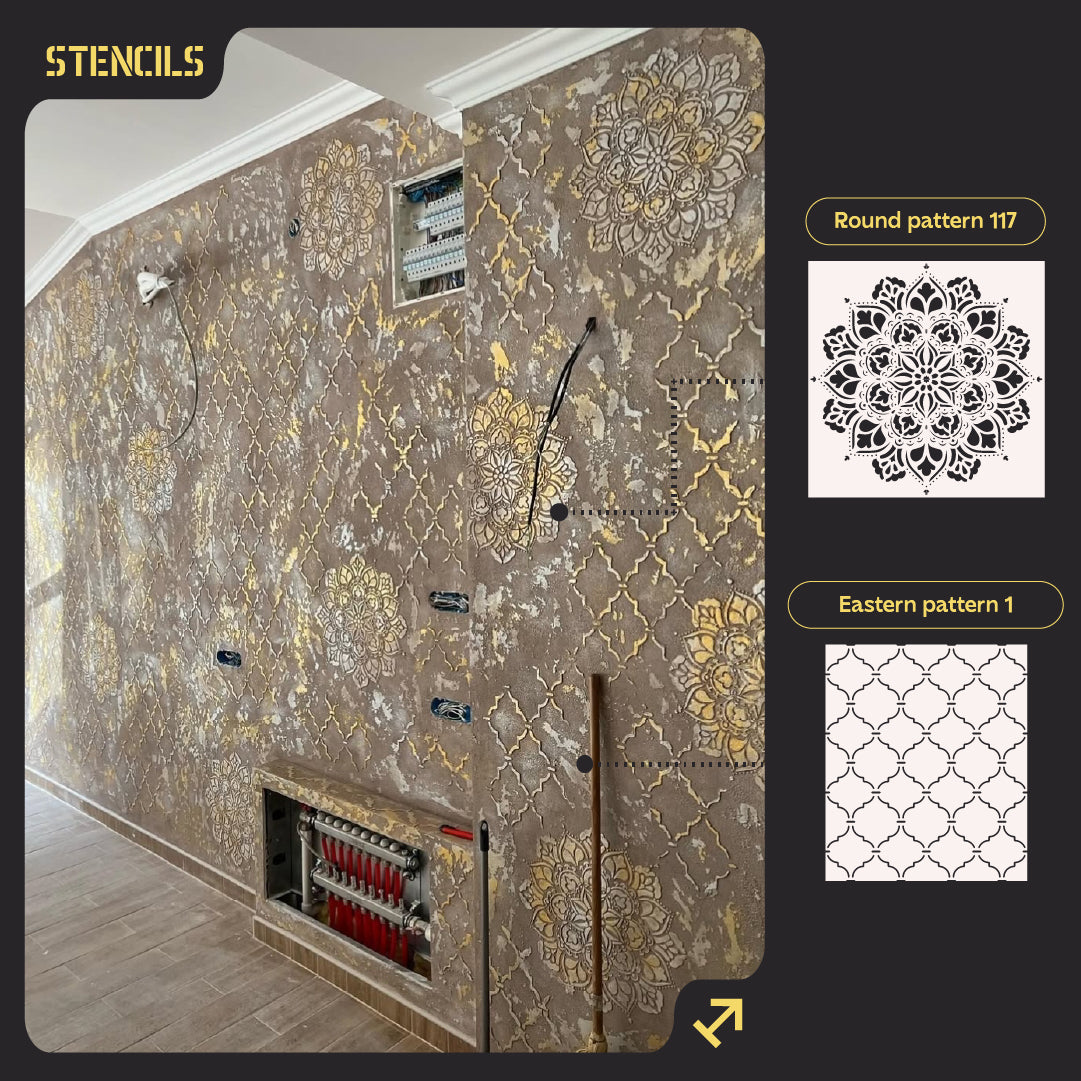 DFA stencils for wall decoration (Round 117 + Eastern 1) for plaster and paint 0.3-1 mm (N00053)