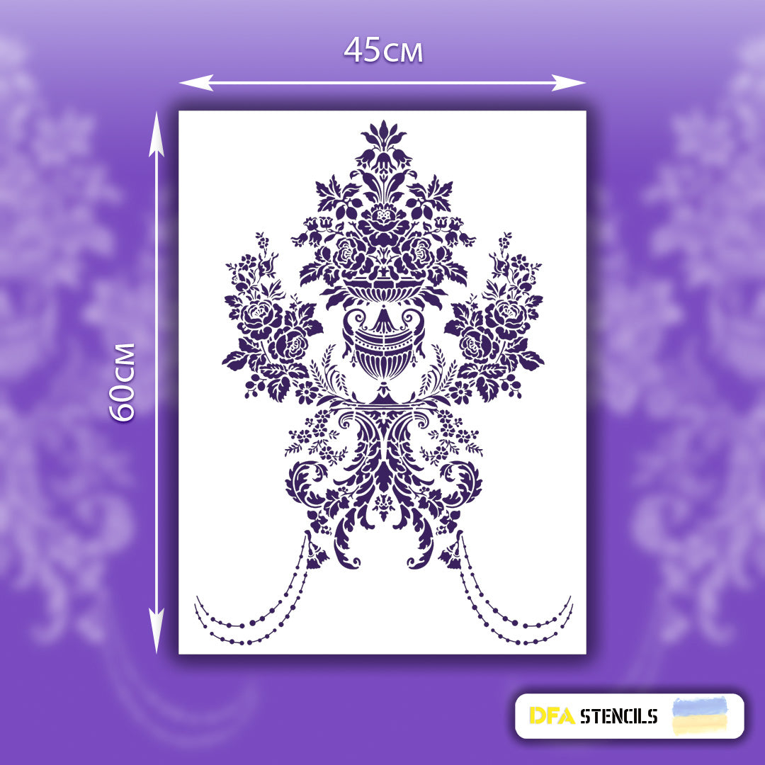 Stencil for decoration DFA Royal Damascus, for putty and paint, 0.3-1mm (D00024)