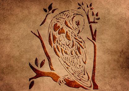 Stencil Owl DFA animals for walls for plaster and paint 0.3-1mm (J00046)