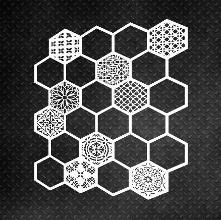 DFA Reusable stencil for decorative plaster Geometry Honeycombs large for plaster and paint 0.3-1mm (G00033)