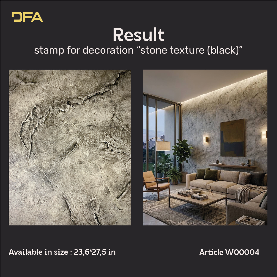 Silicone impression for decoration Stone texture (black) W00004